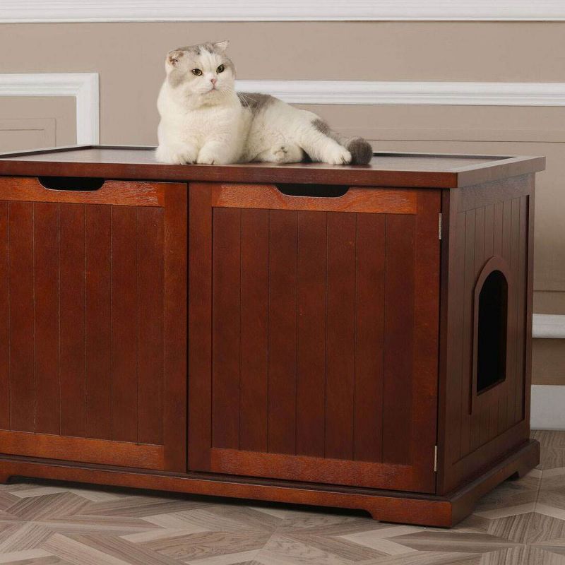 Merry Products Decorative Bench with Enclosed Cat Litter Washroom Box, Walnut