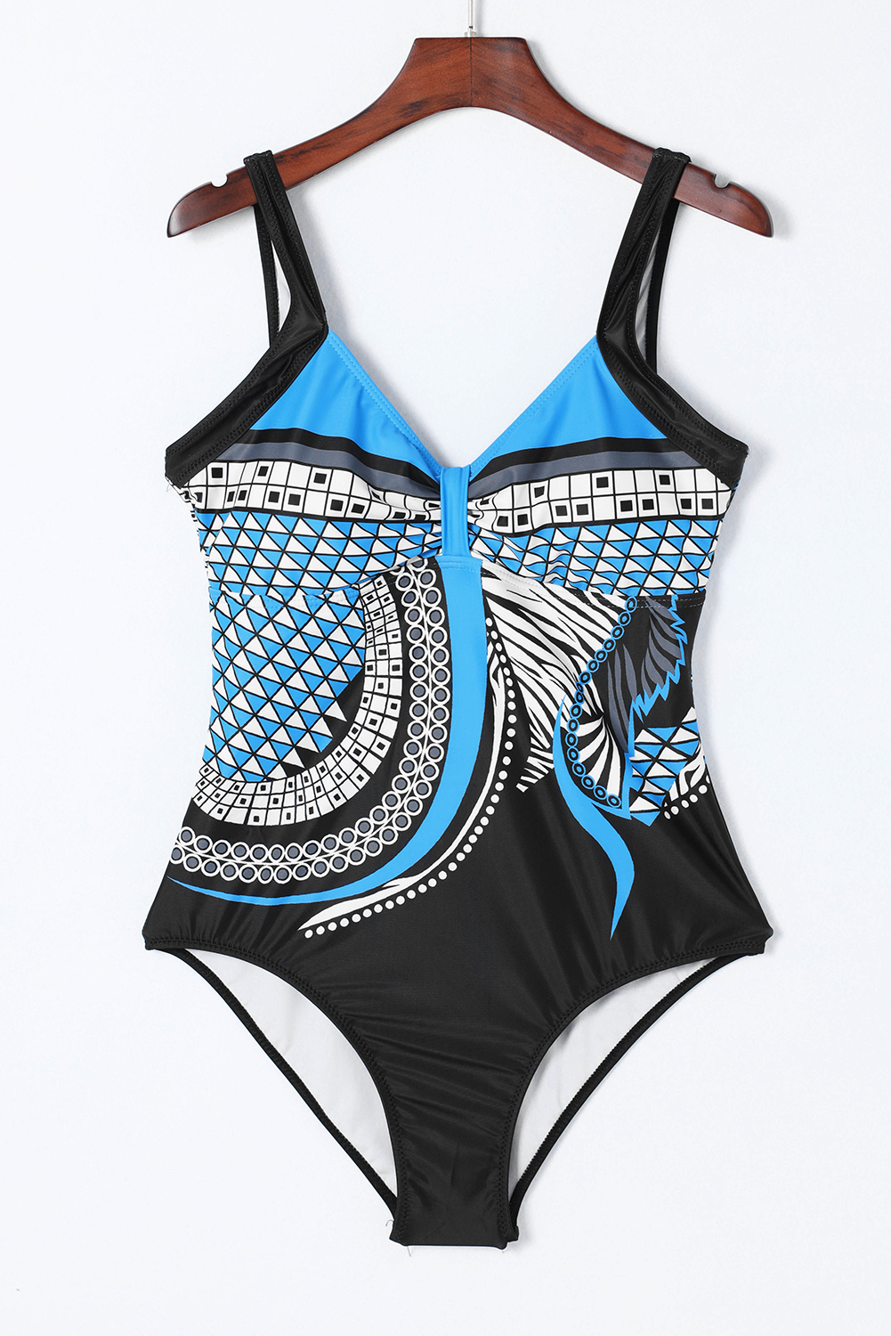 Blue Tribal Print One Piece Swimsuit