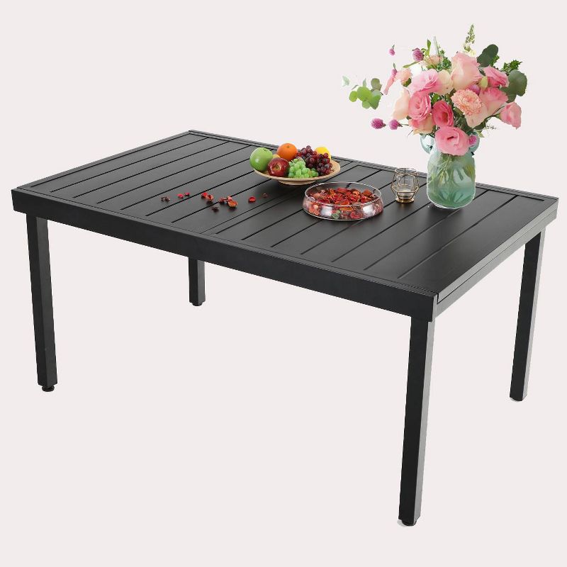 7pc Patio Dining Set with 360 Swivel Chairs with Cushions and Rectangle Concertina Steel Table - Captiva Designs