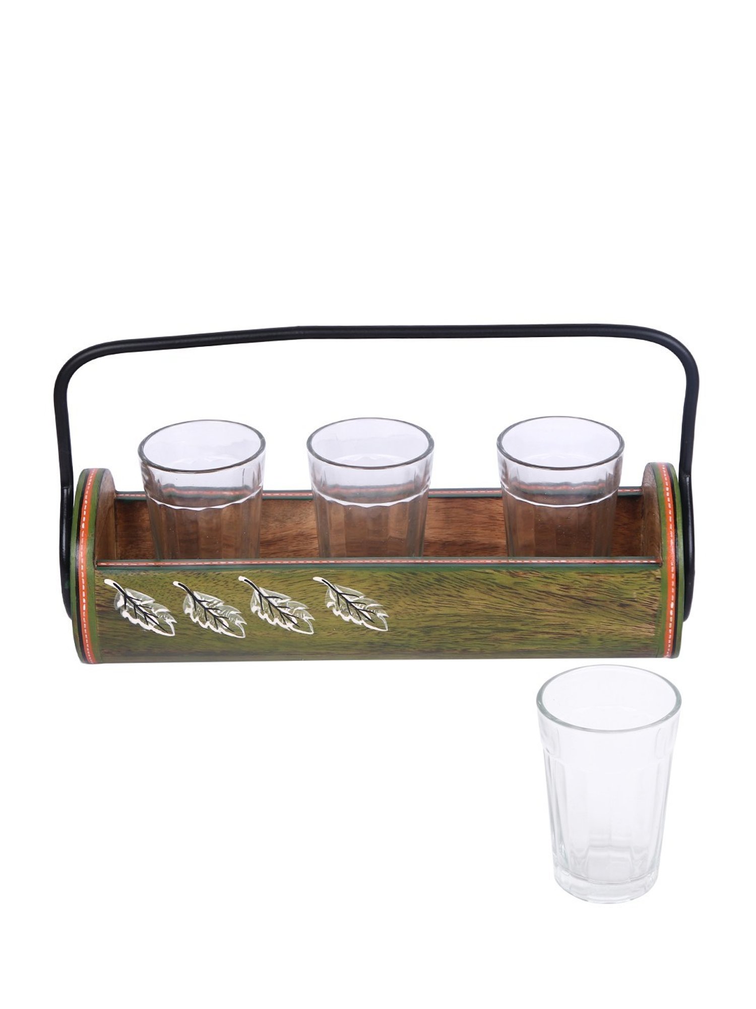 Aapno Rajasthan Basic Green & Transparent Wood Container