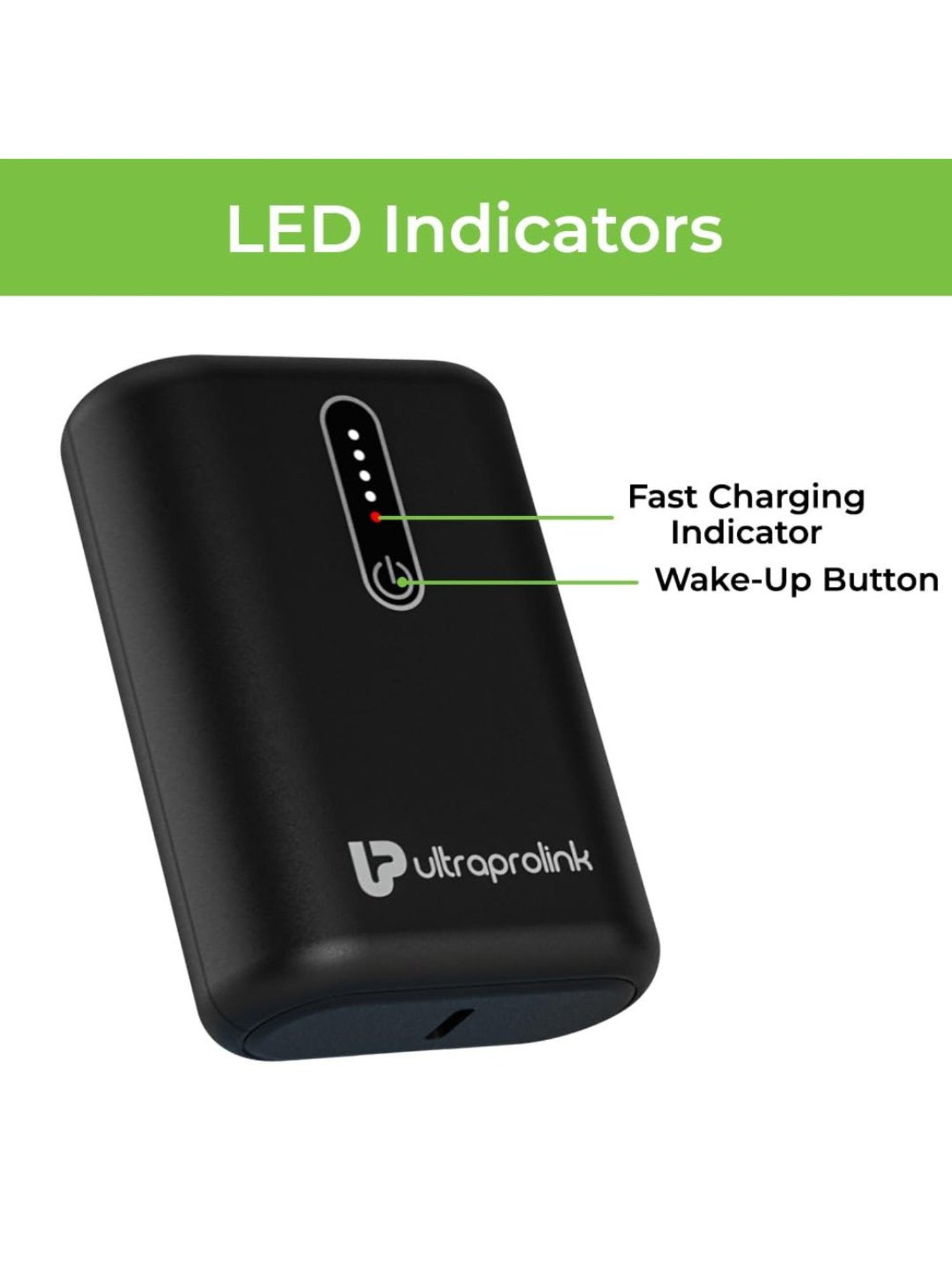 UltraProlink UM1121 10000mAh 22.5W Juice-UP Grip Compact Power Bank with LED Indicators (Black)