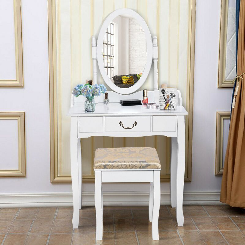 Costway Vanity Table Jewelry Makeup Desk Bench Dresser Stool