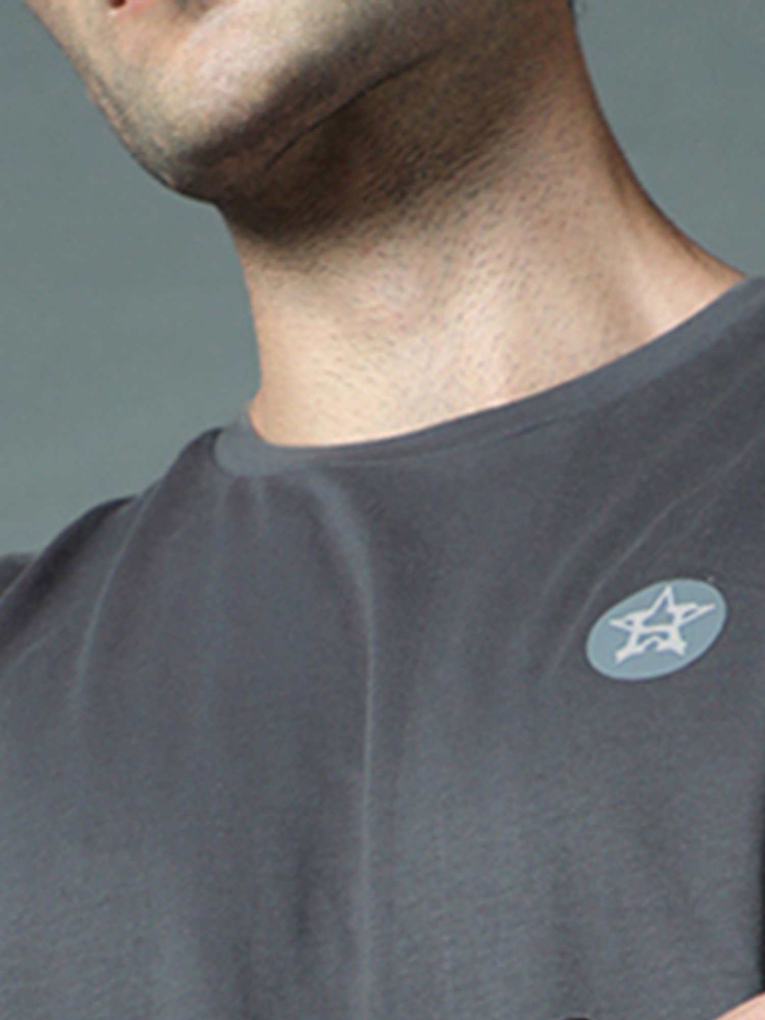 High Star Dark Grey Relaxed Fit Printed Crew T-Shirt