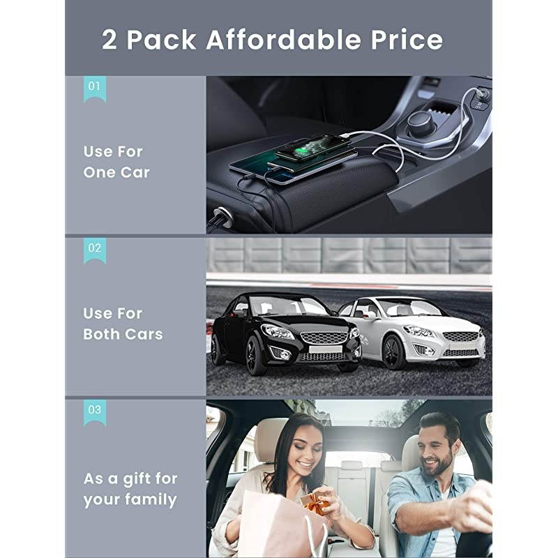 Cigarette Lighter USB Charger, All Metal Mini Car Charger Adapter 4.8A Fast USB Car Charger 2 Port Flush Fit Compatible with iPhone 12/11pro/x/7/6s, iPad Air 2/Mini 3, Galaxy S10/S9/S8-Black