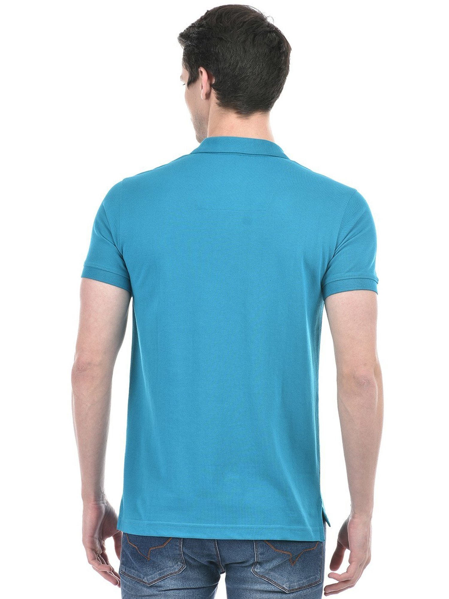 Numero Uno Teal Cotton Slim Fit Polo T-Shirt