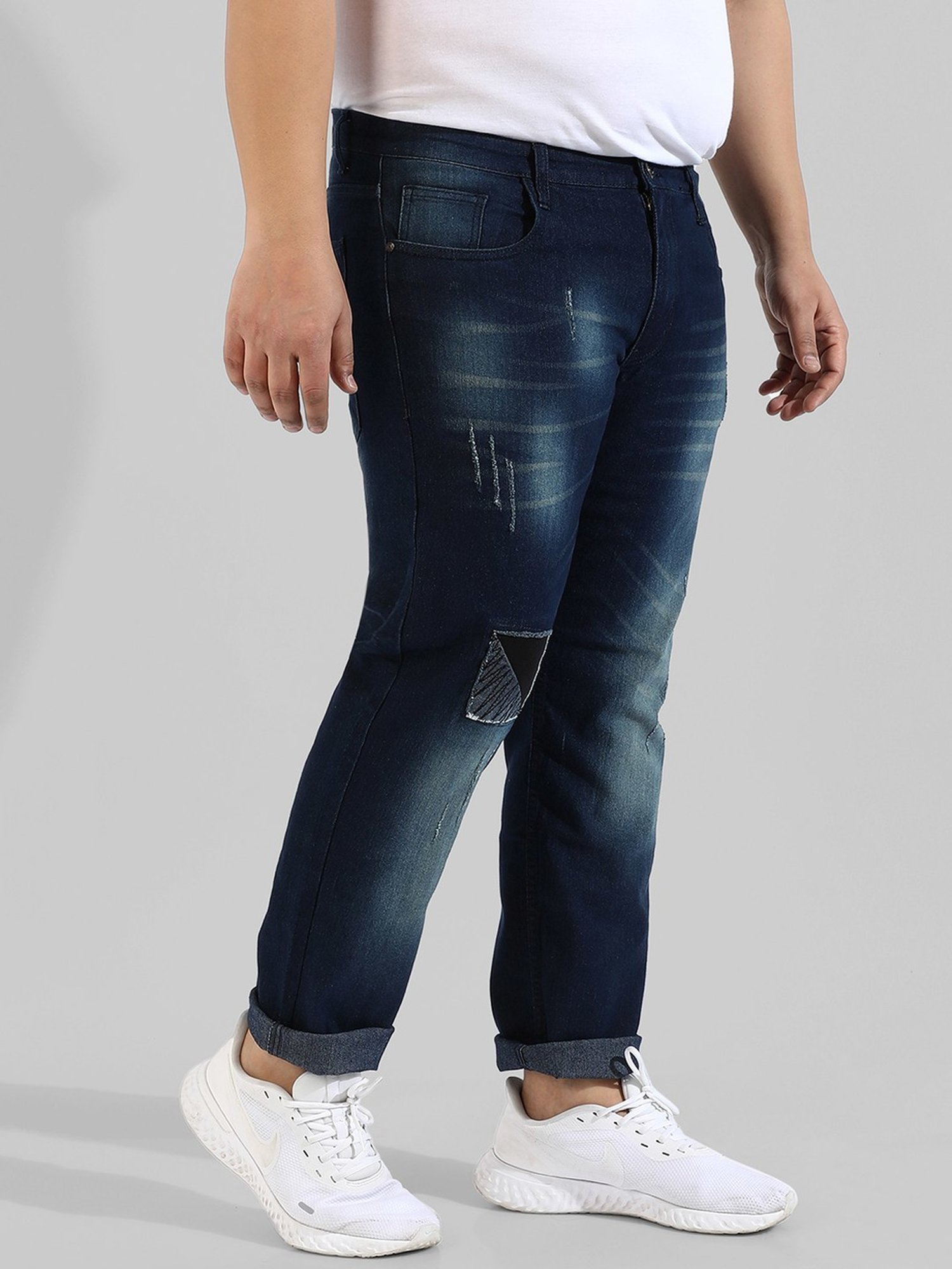 Instafab Plus Blue Regular fit Distressed Plus Size Distressed Jeans