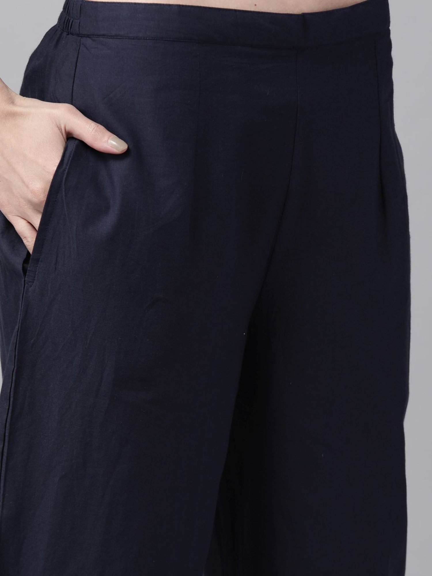 Indo Era Navy Printed Kurta Pant Set With Dupatta