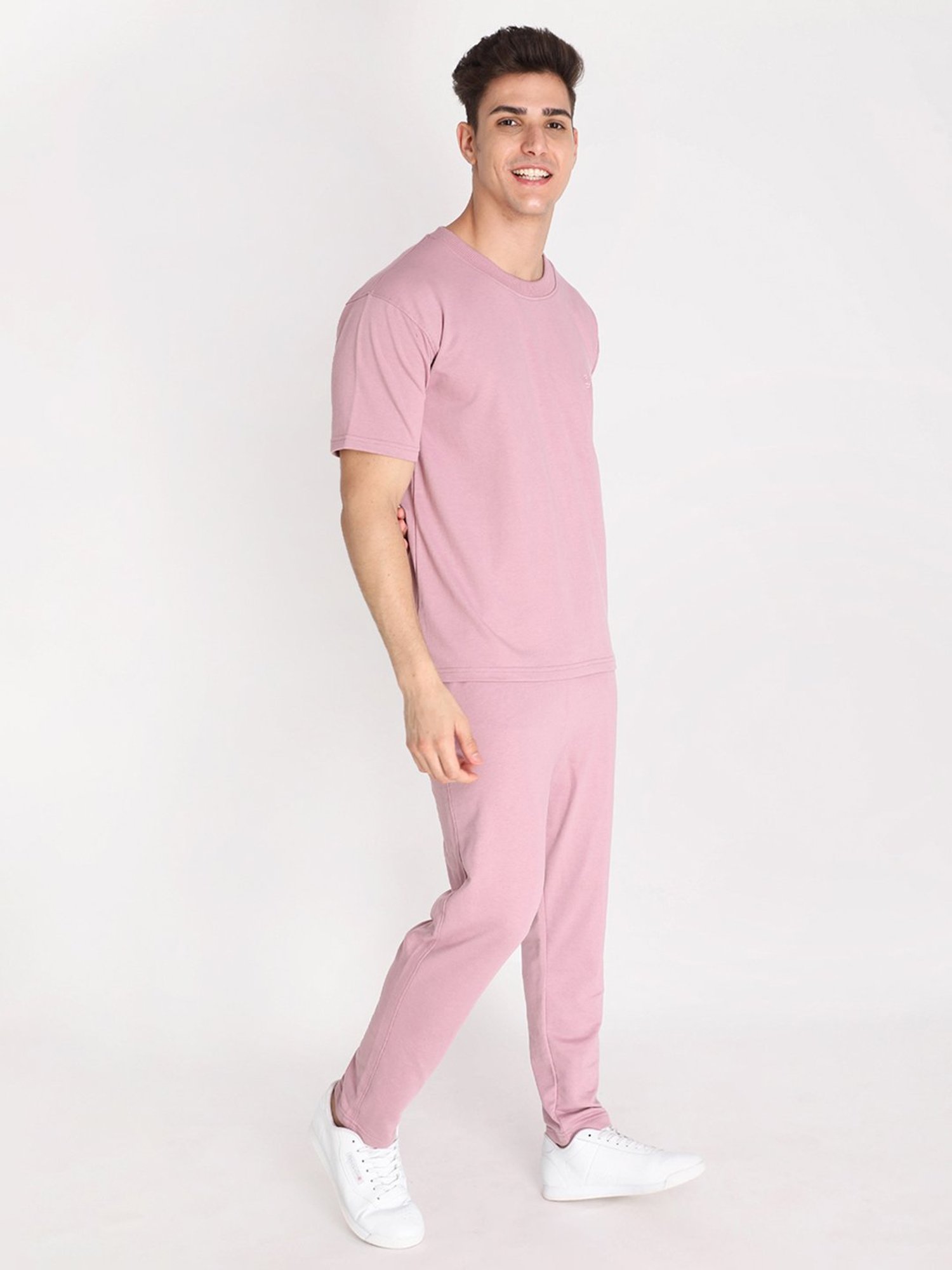 Chkokko Pink Loose Fit T-Shirt & Trackpants Set