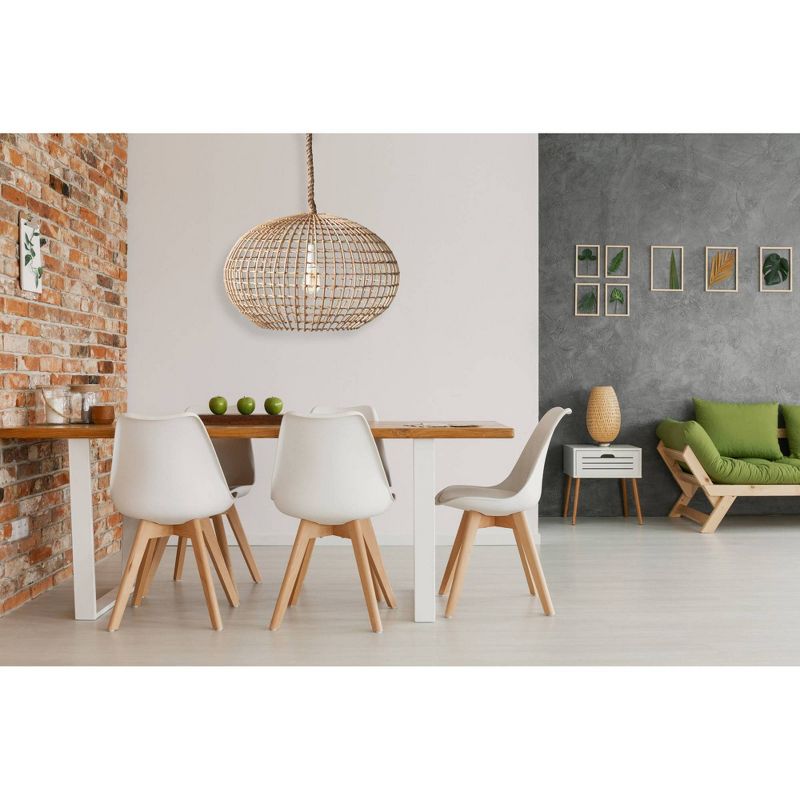 Round Wicker Pendant Ceiling Light with Thick Rope Cord Brown - 3R Studios