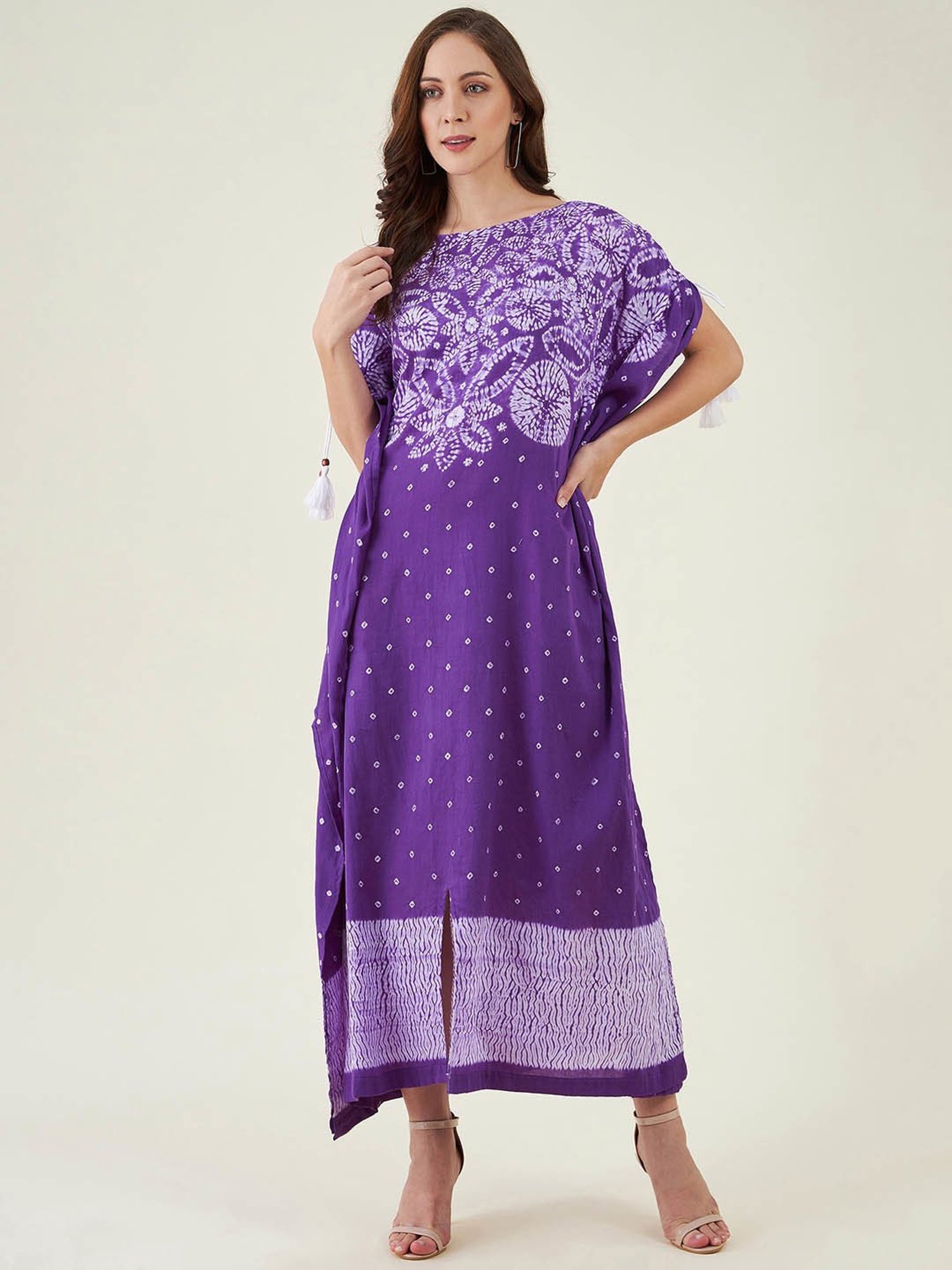 The Kaftan Company Violet Printed Kaftan Dress