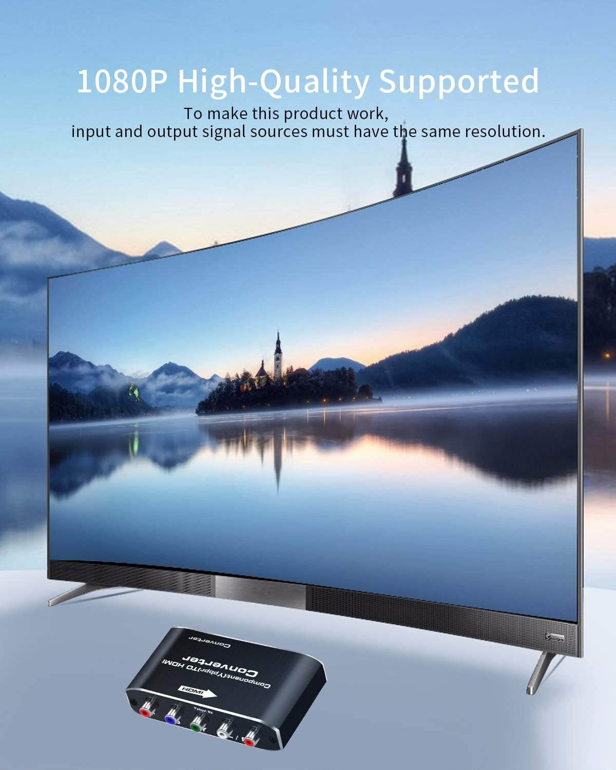 Component to HDMI YPbPr to HDMI Converter Koopman 5RCA RGB to HDMI Converter Adapter Supports 1080P Video Audio Converter Adapter HDMI V1.4 for DVD PSP Xbox PS2 N64 to HDTV Monitor and Projector