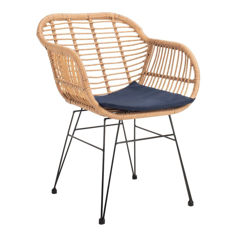 Alton 3 Piece Lounge Set - Natural/Navy - Safavieh