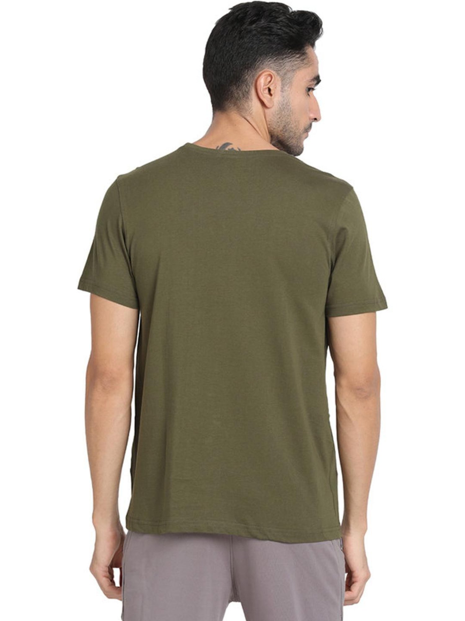 Turtle Green Cotton Slim Fit T-Shirt