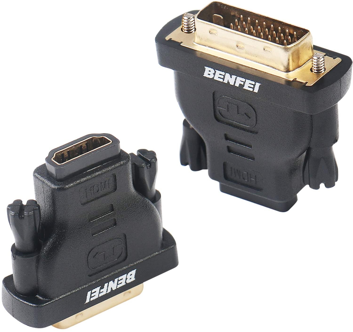 DVI to HDMI Benfei Bidirectional DVI (DVI-D) to HDMI Male to Female Adapter with Gold-Plated Cord 2 Pack