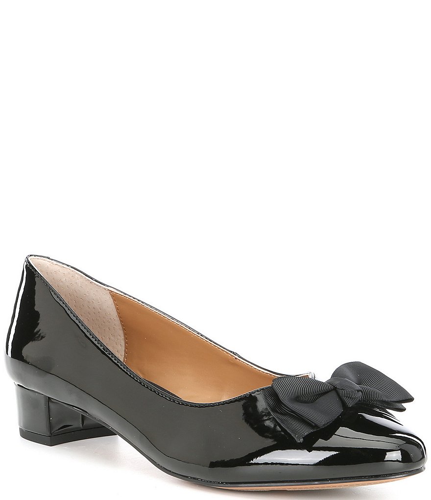 J. Renee Cameo Patent Bow Detail Block Heel Pumps