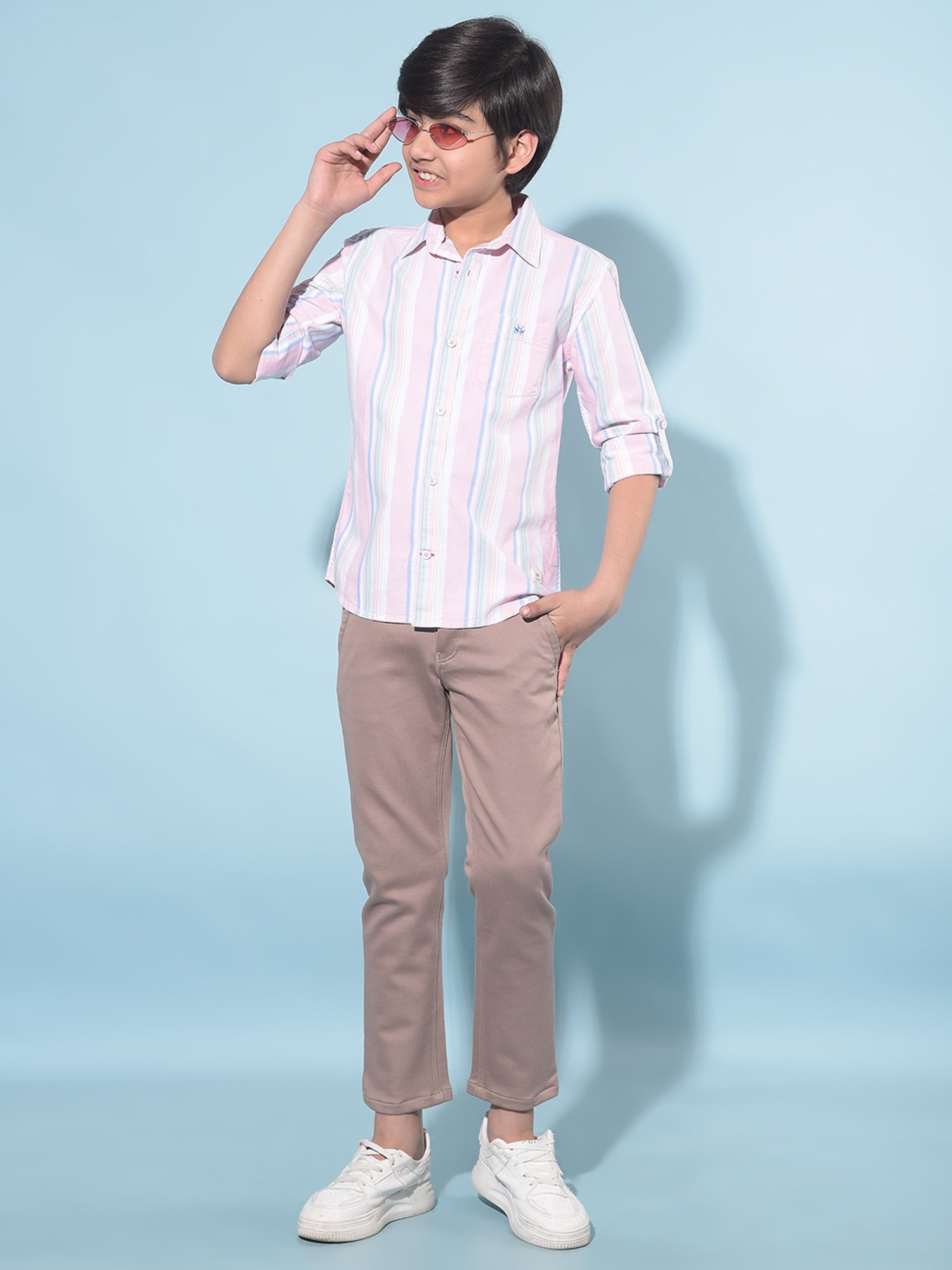 Crimsoune Club Boys Brown Solid Trousers