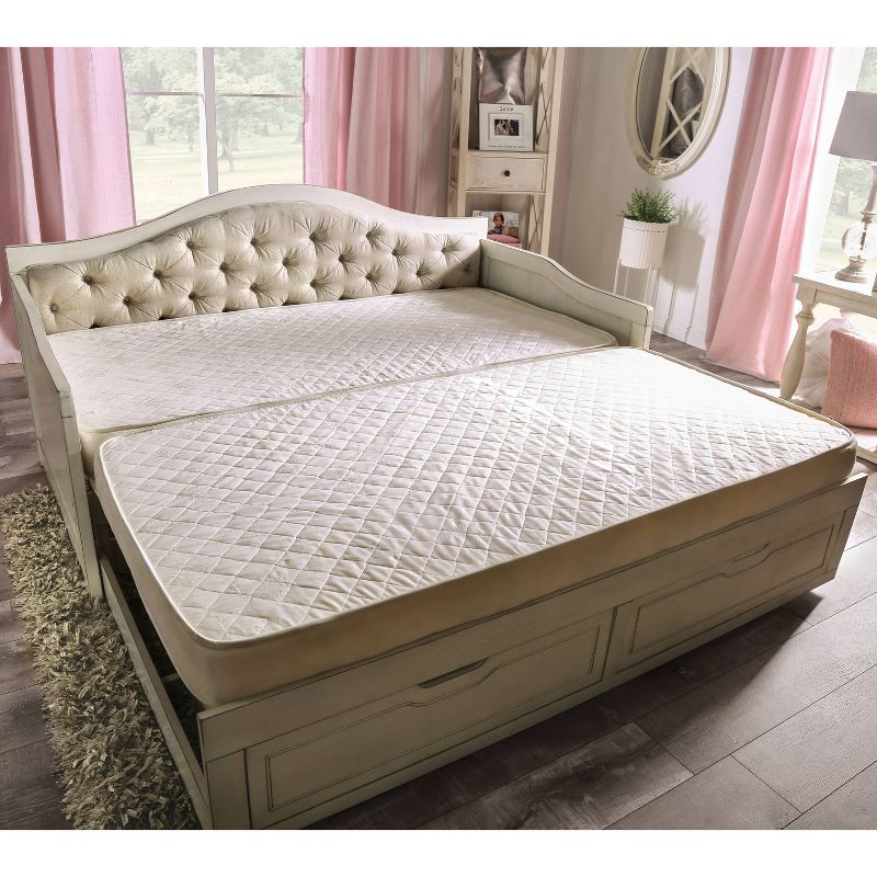 Twin Golar Solid Wood Daybed with Extendable Trundle Antique White - HOMES: Inside + Out