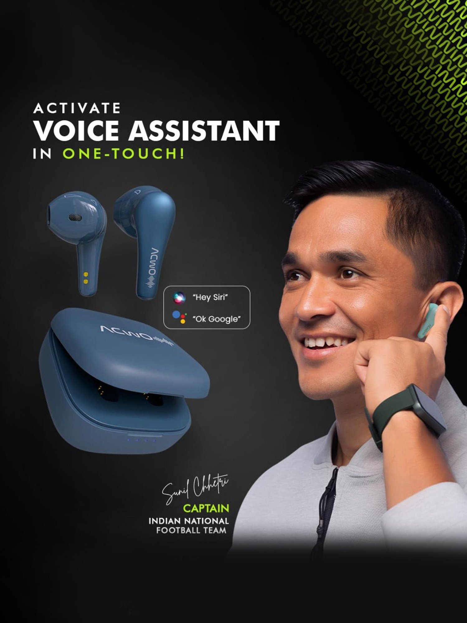 ACwO DwOTS 515 In Ear BT Earbuds with 50H Playtime, AI-ENC Technology (Sapphire Blue, True Wireless)