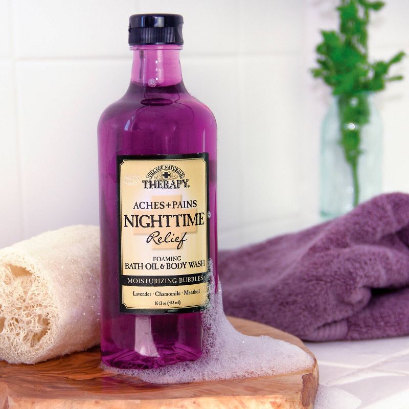 Village Naturals Therapy Restless Nights Relief Foaming Bath Oil and Body Wash - 16 fl oz