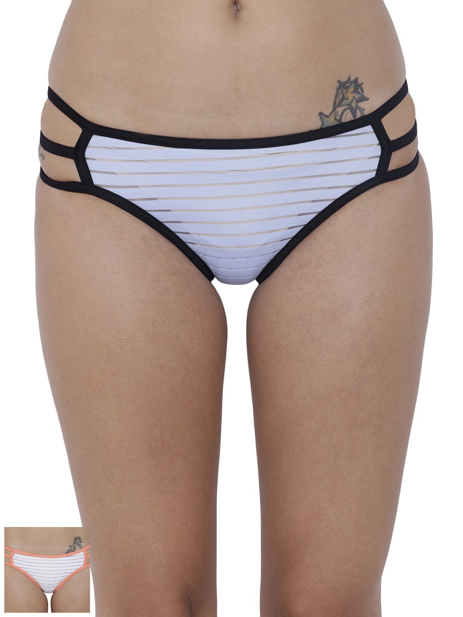 BASIICS by La Intimo Multicolor Striped Bikini Panty ( Pack Of 2 )