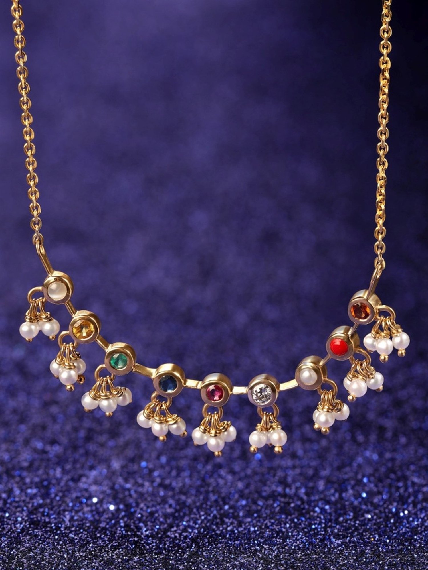 Mia by Tanishq Charm of Cheer 14k Gold & Navratna Diamond Necklace