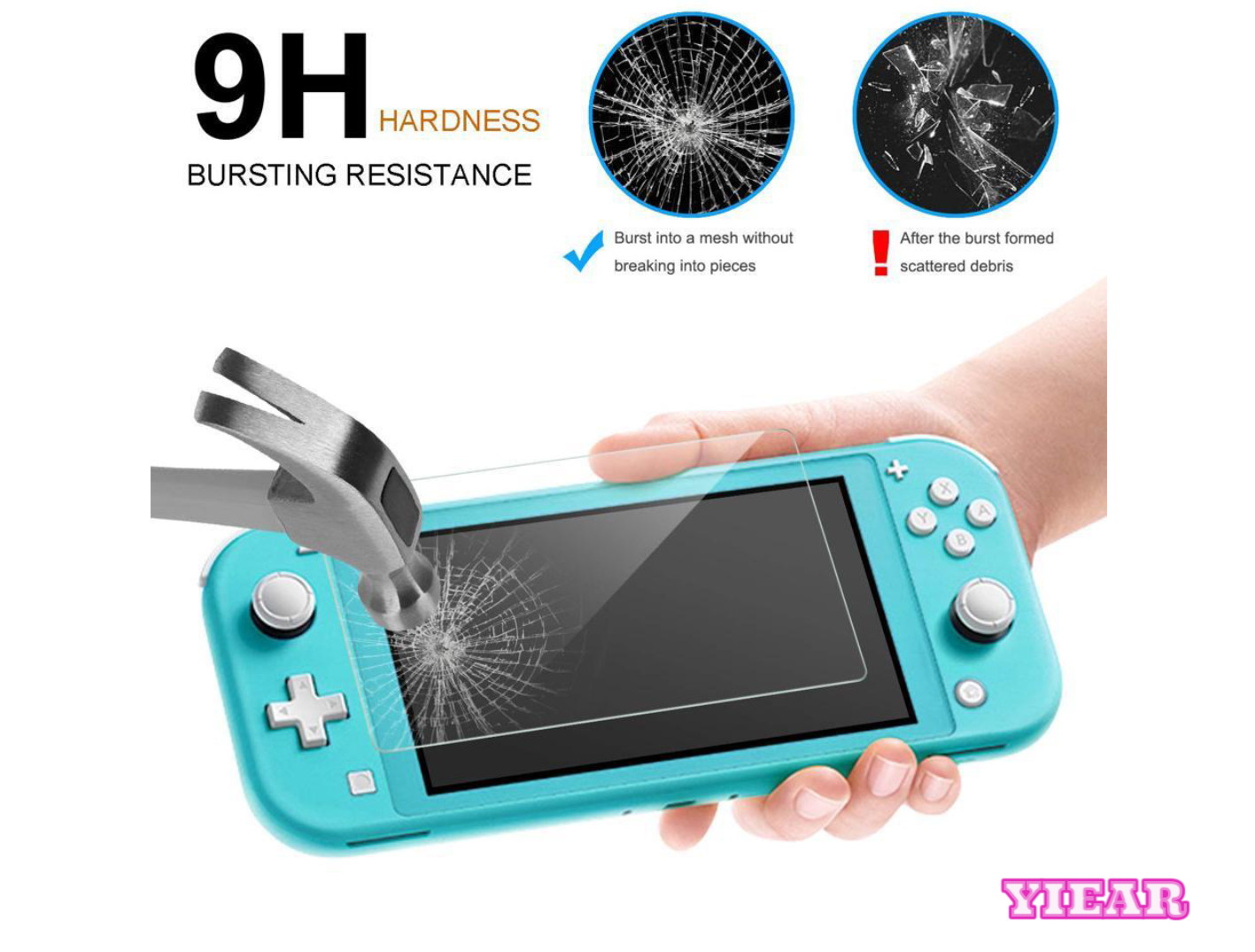 Crystal Clear Cover Case for Switch Lite, Ultra Slim Clear Hard PC Protective Case for Nintendo Switch Lite with a Glass Screen Protector and 8 Thumb Grips Caps(Grey)
