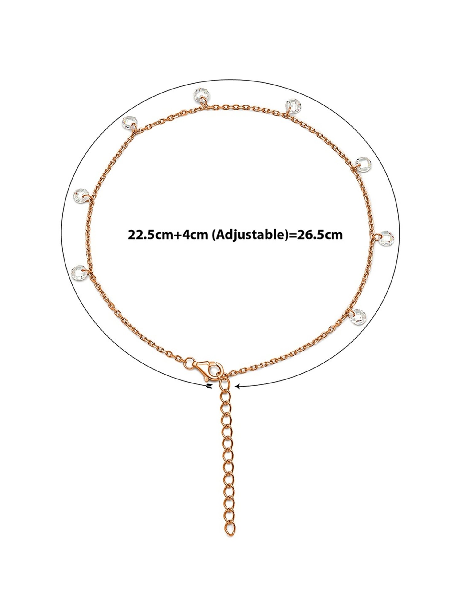 Silberry 92.5 Sterling Silver Rose Gold Royal Crystal Anklet