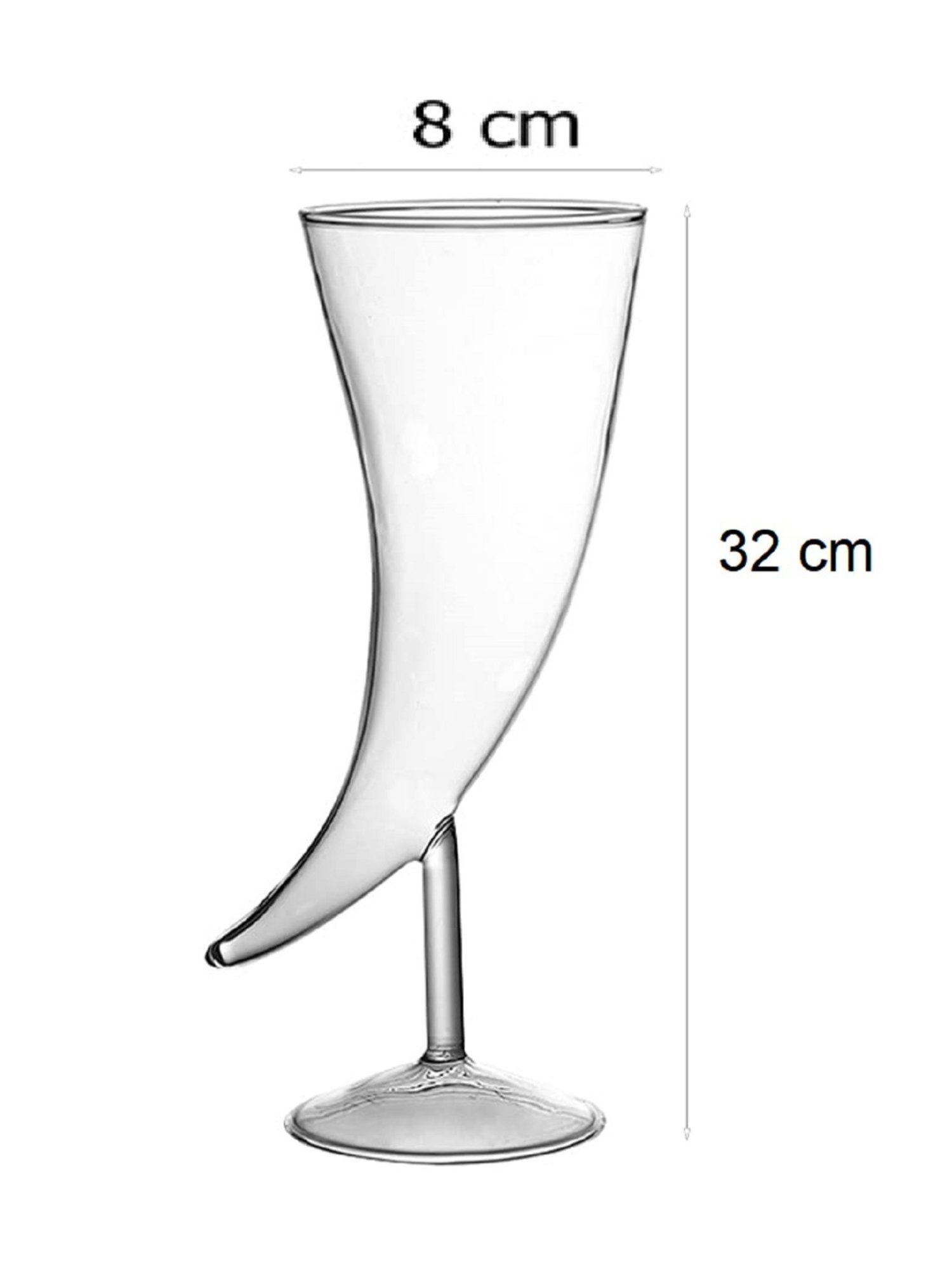 Melbify Horn Shaped Transparent Horn Shaped Cocktail Glass 250ml