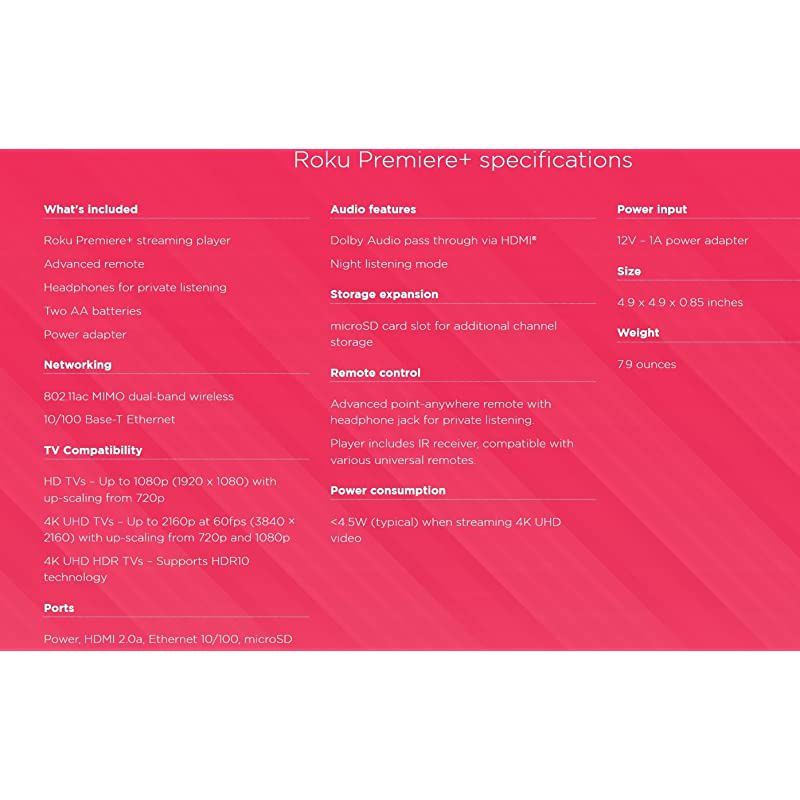 Premiere HD and 4K UHD Streaming Media Player with HDR