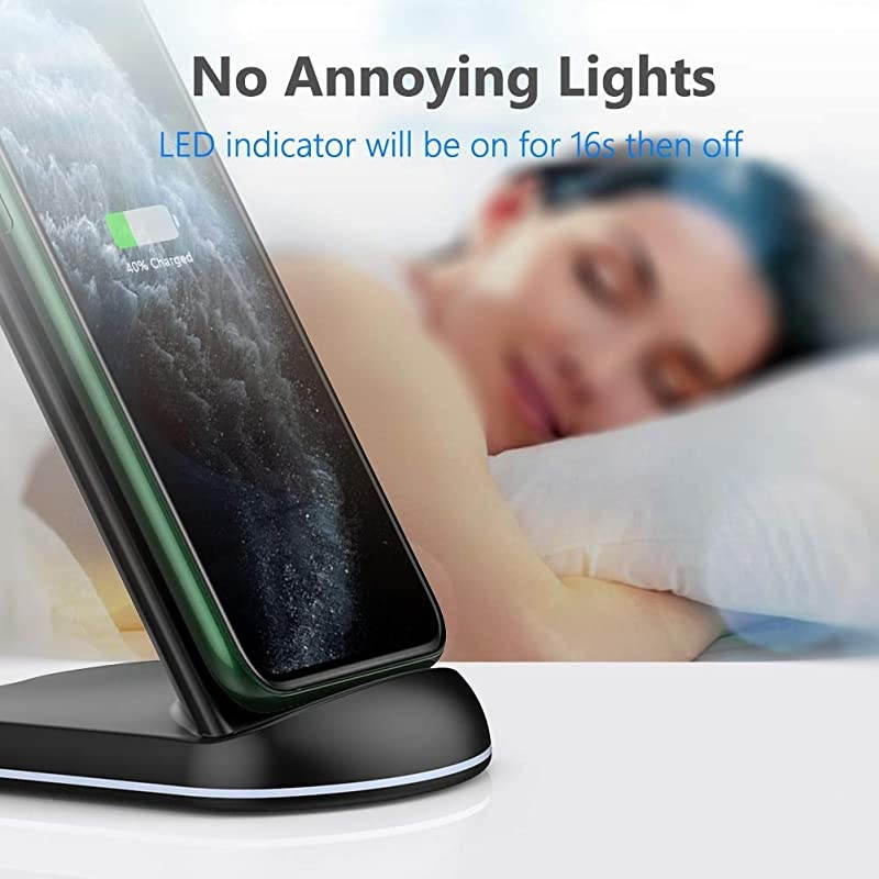 Wireless ChargerQiCertified 10W Max Wireless Charging Stand Compatible with iPhone SE 20201111 Pro11 Pro MaxXRXSX8 Galaxy S20Note 10Note 10 PlusS10S10 PlusNo AC Adapter