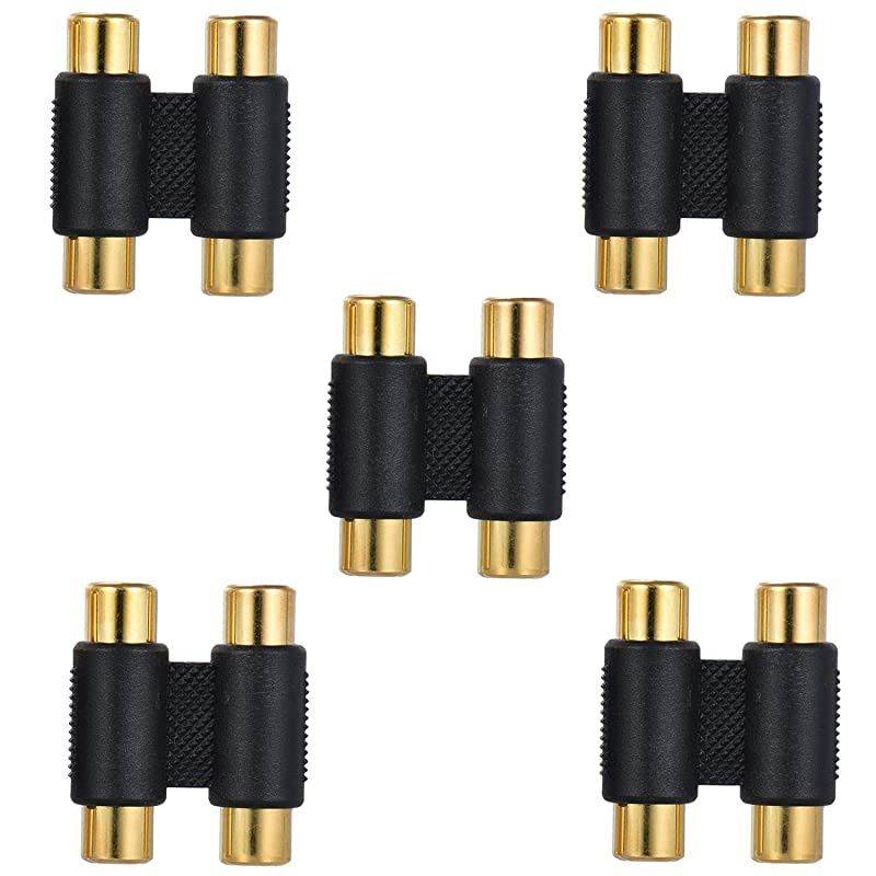 10 Pack RCA Female to Female Coupler Adapter AV Audio Video Cable Connector 2RCA to 2RCAGold Plated