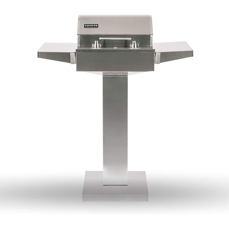Coyote Outdoor Living C1ELCT21 Stainless Steel Freestanding Durable Pedestal Stand with Side Shelves and Weighted Base for Portable Electric Grill
