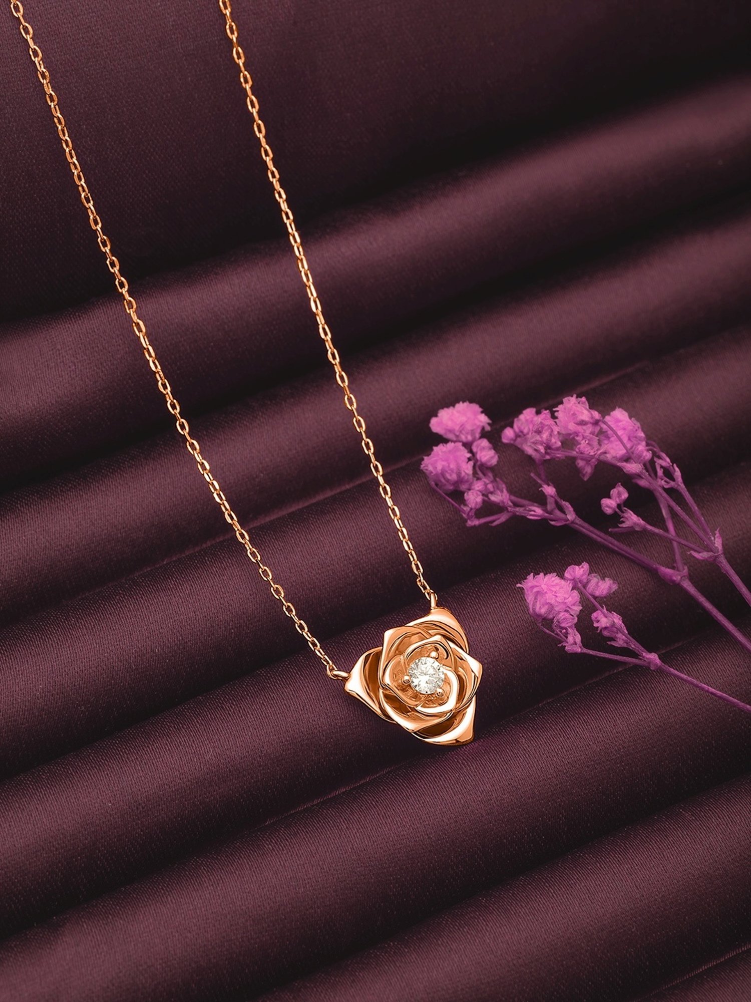 Silberry 92.5 Sterling Silver Rose Gold Rosetta Necklace