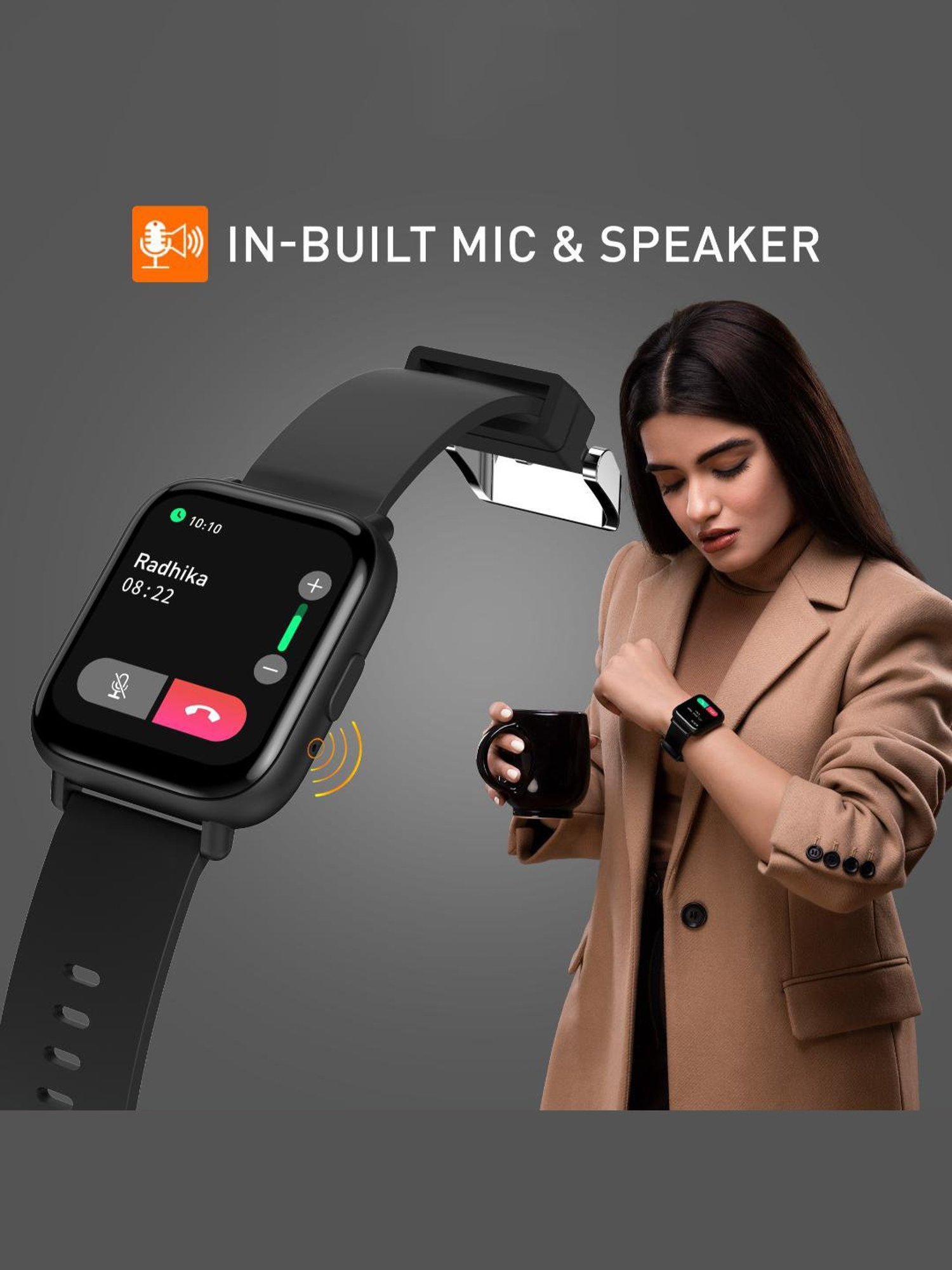 Gionee STYLFYT-AI BT Calling Smartwatch with 1.69 Inch Full Tocuh Display (Matte Black Strap)