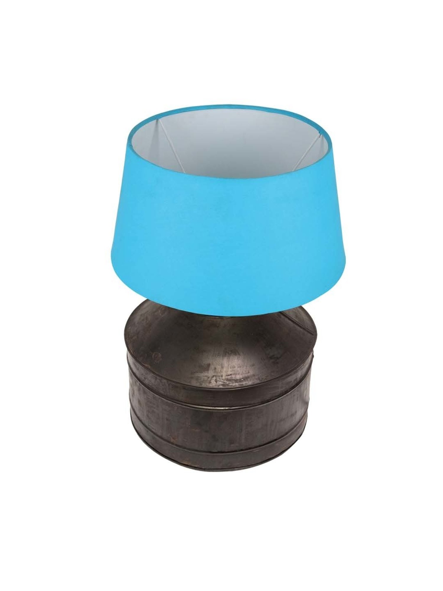 Homesake Rustic Milk Gagar Black & Blue Metal Table Lamp With Cone Drum Shade (LED Bulb Included)