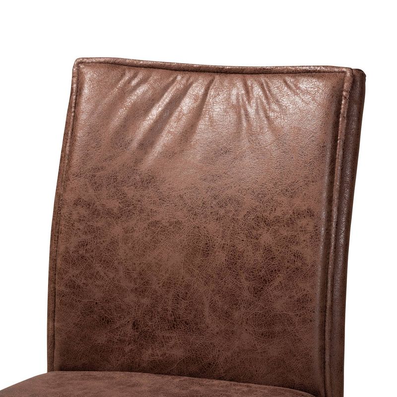 7pc Gerard Fabric and Metal with Wood Dining Set Brown/Black/Walnut Brown - Baxton Studio