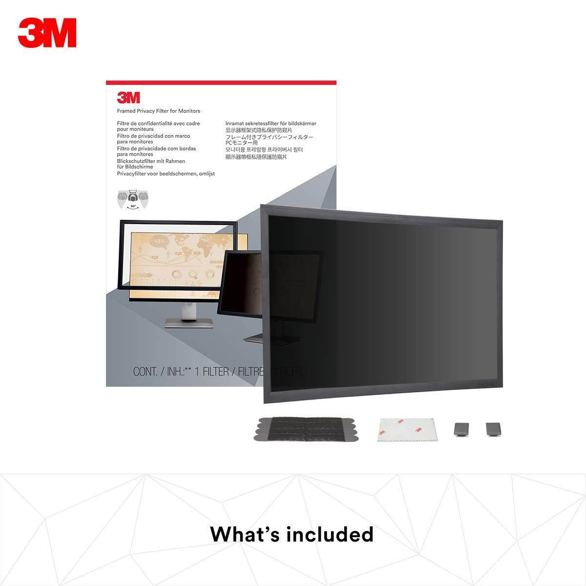 3M Framed Privacy Filter for 24" Diagonal Widescreen Monitor, Protects your confidential information, Black out side views (16:10) (PF240W1F)