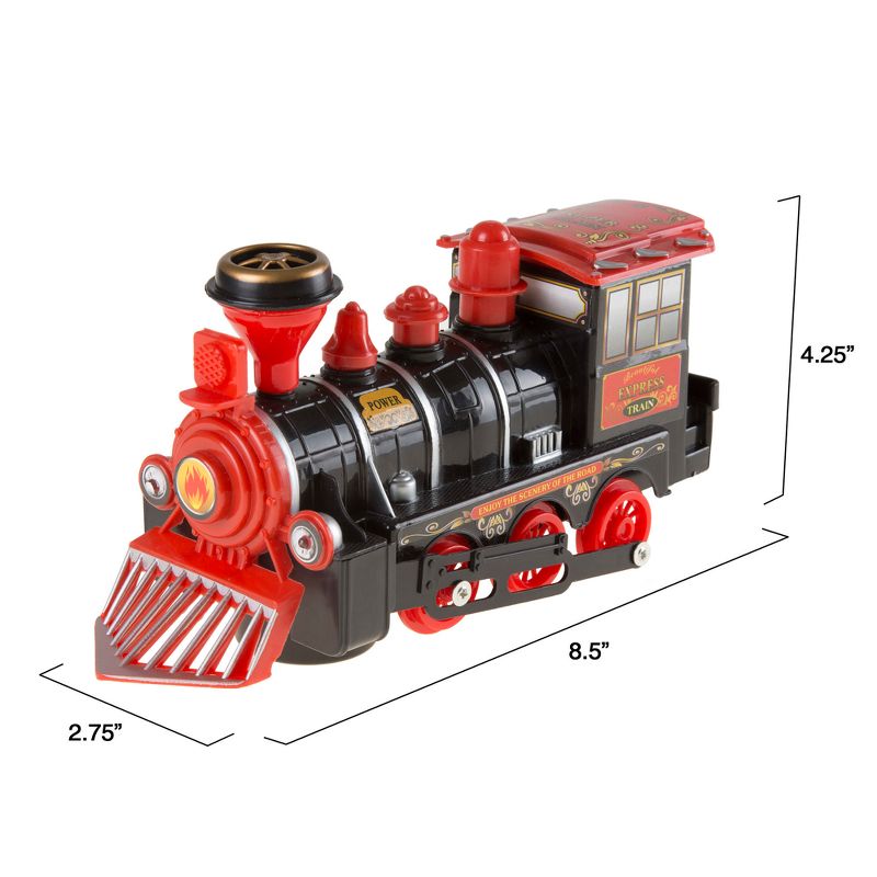 Toy Train Locomotive Engine Car with Battery-Powered Lights, Sounds and Bump-n-Go Movement for Boys and Girls by Hey! Play! Black