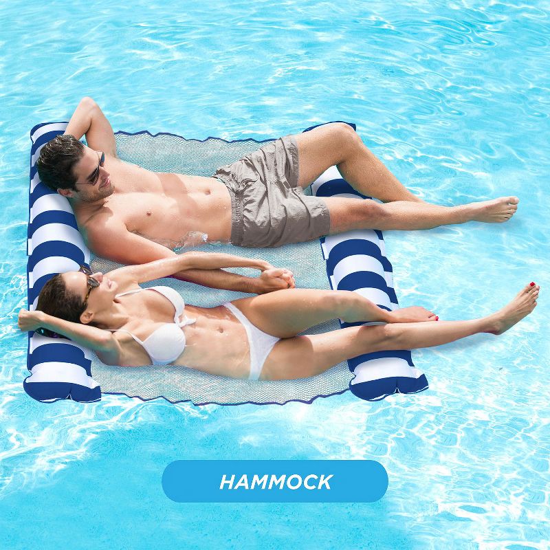 Aqua Leisure Catalina Hammock Inflatable 2 Person Swimming Pool Beach Water Float, Blue