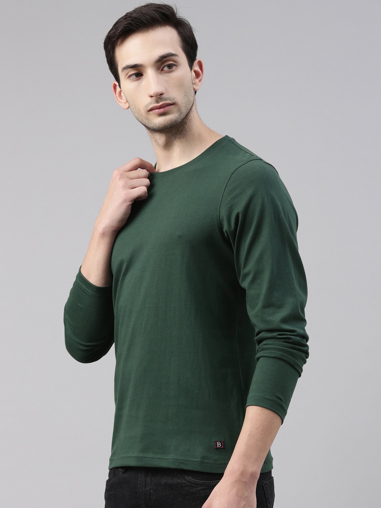 Bushirt Dark Green Cotton Crew T-Shirt