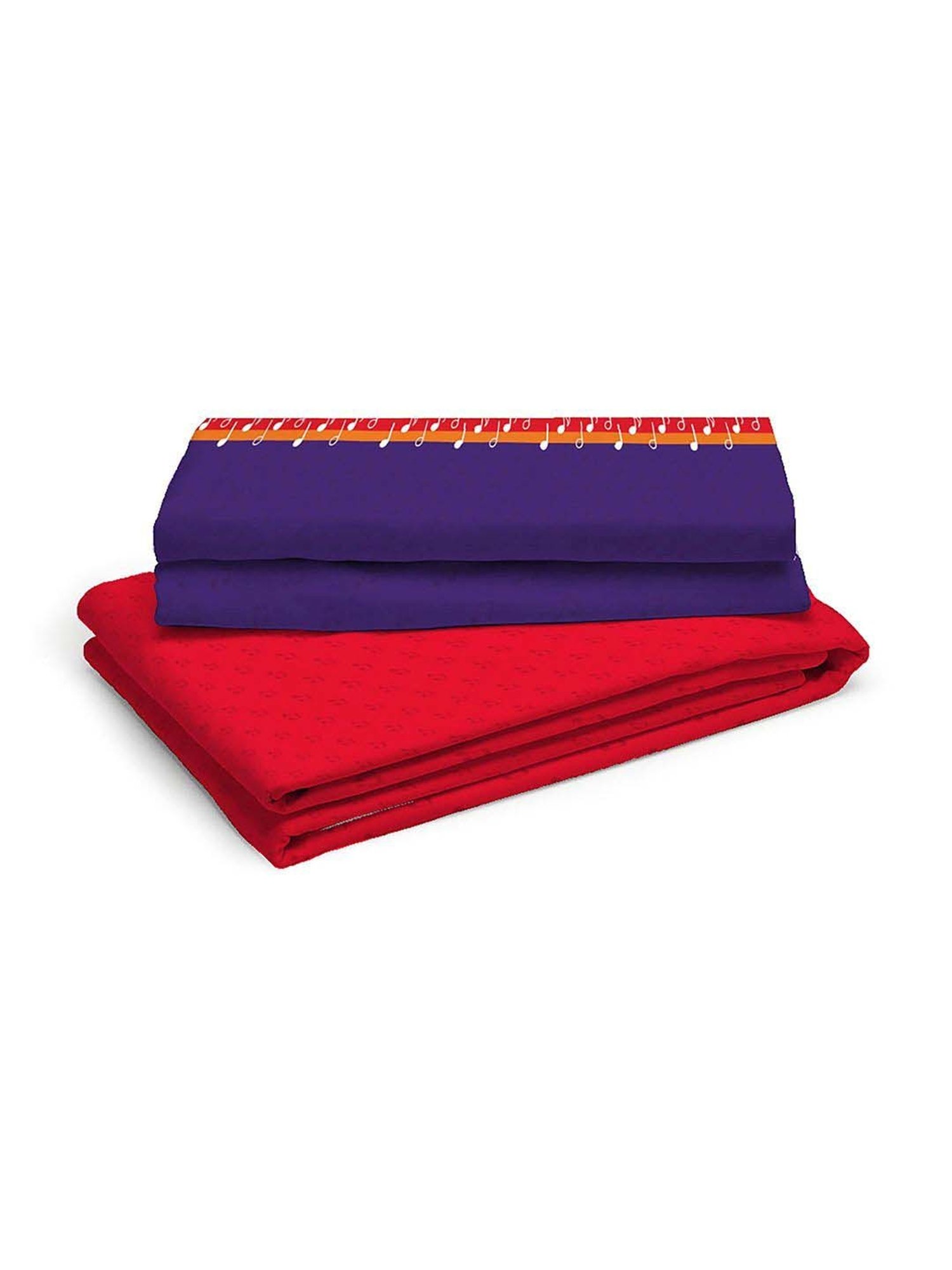 Boutique Living Musically Yours Red & Blue Cotton 140 TC King Size Bed Sheet with Pillow Cover