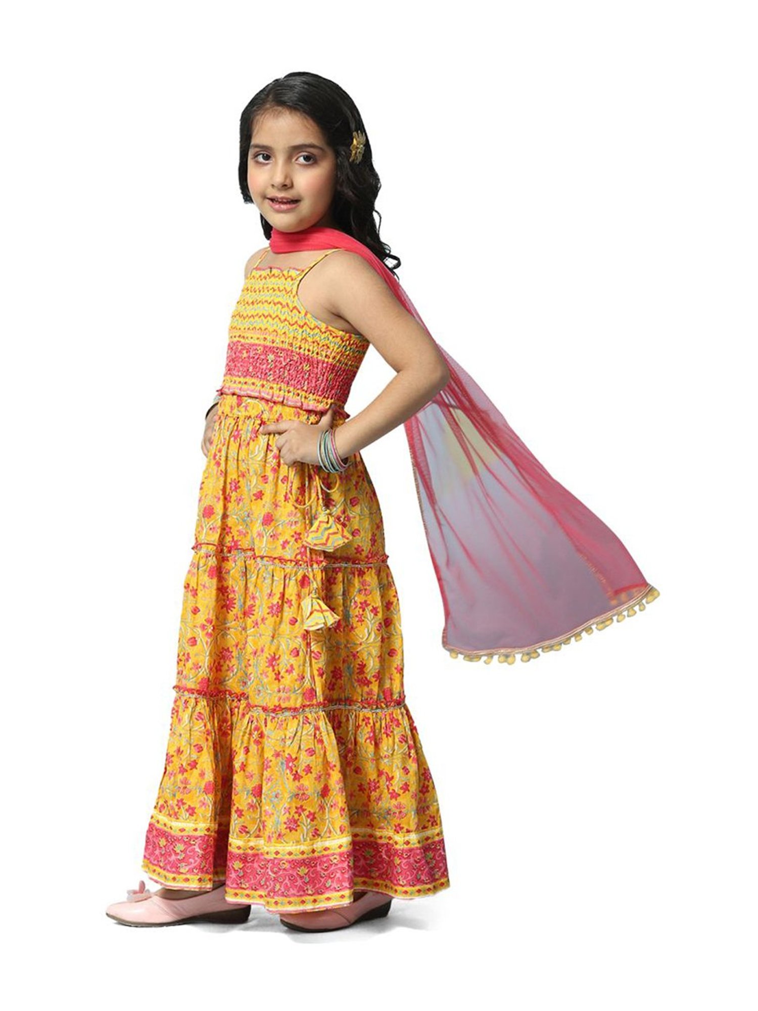 A Little Fable Kids Red & Beige Embellished Lehenga Choli