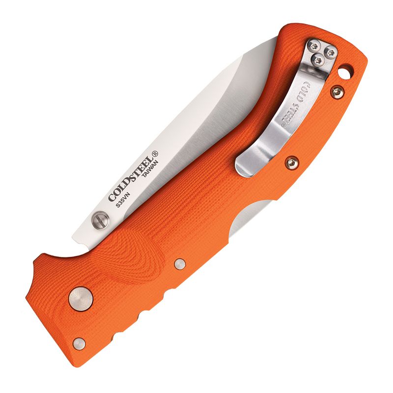 Cold Steel S35VN Ultimate Hunter Heavy Duty G-10 Hunting Pocket Folding Blade Knife w/ Belt Clip, Orange