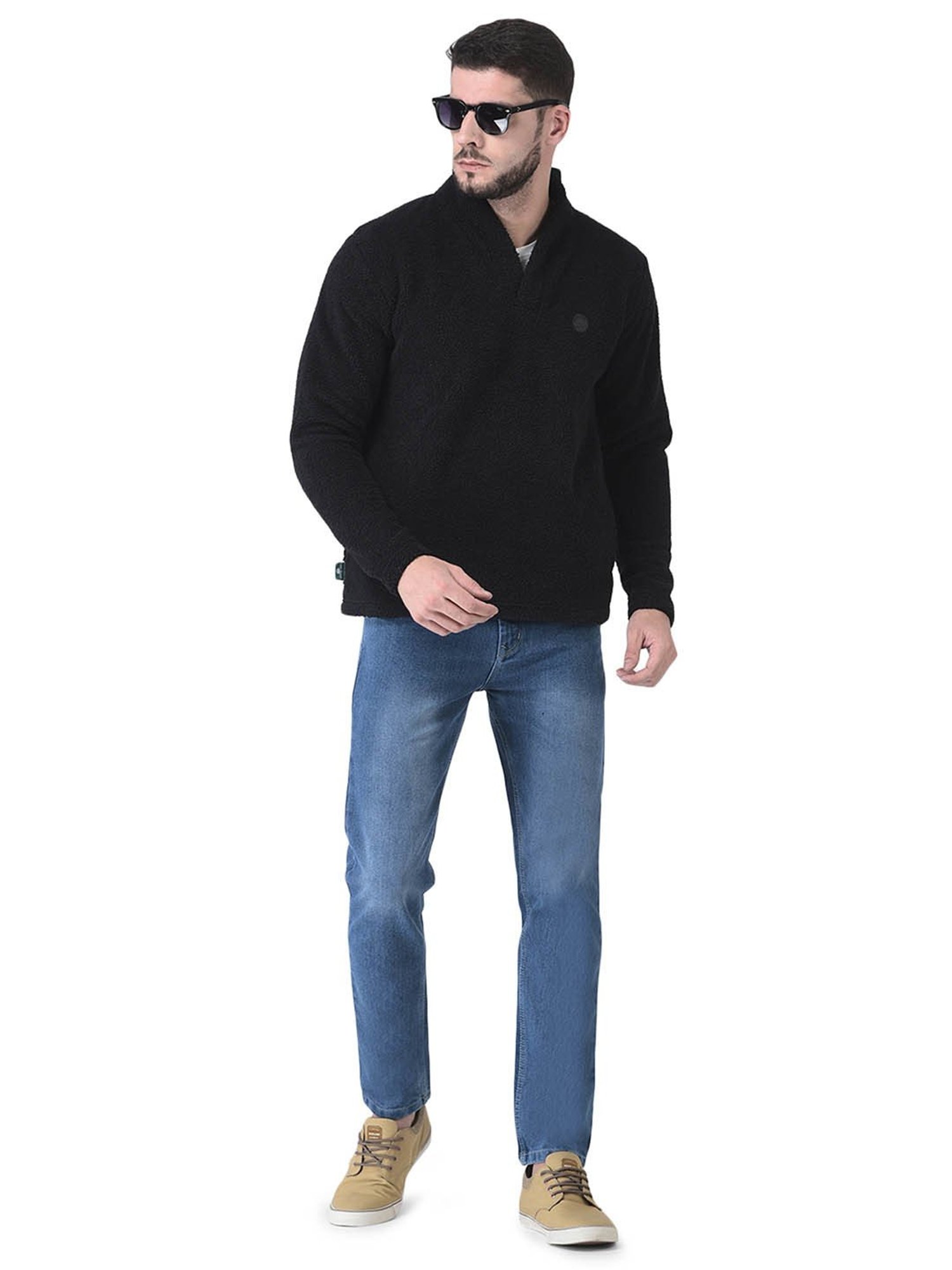 Woodland Black Regular Fit Regular Fit Sweater