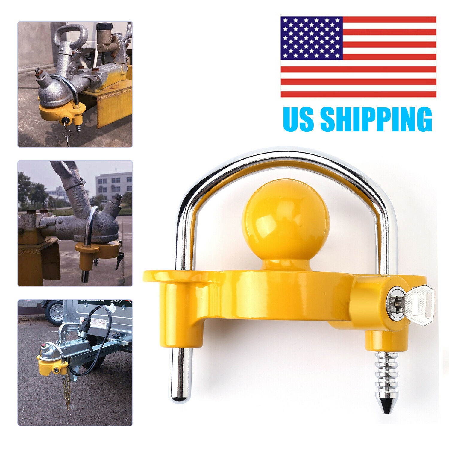 Universal Trailer Hitch Coupler Lock Out Ball Tongue Steel 1 7/8" 2" 2 5/16" US