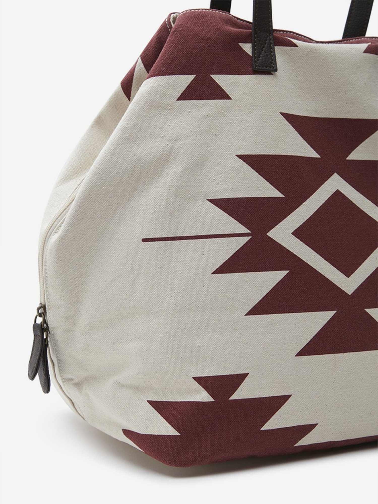 Westside Beige & Maroon Geometric Shoulder Bag