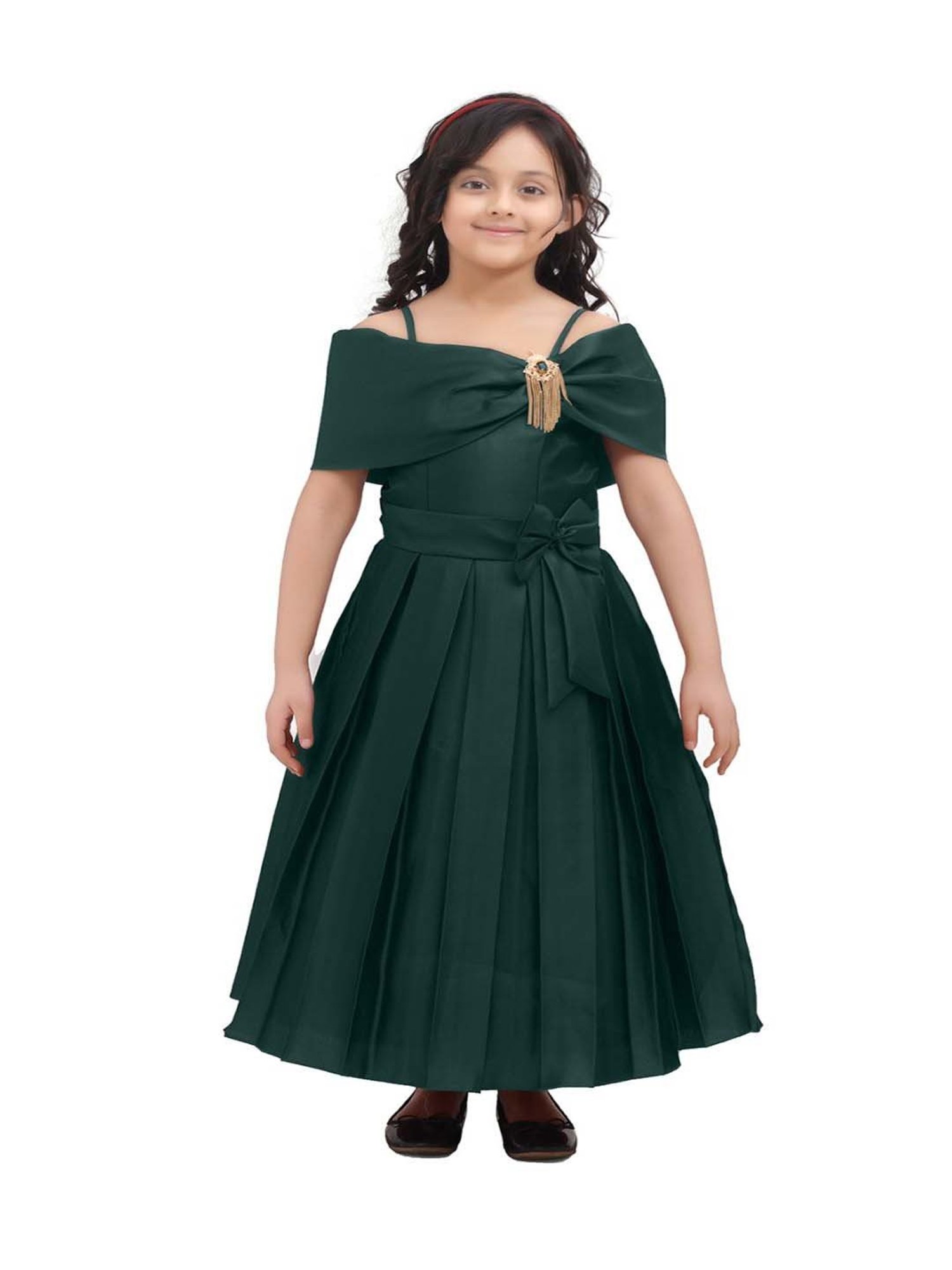 AJ Dezines Kids Green Regular Fit Gown