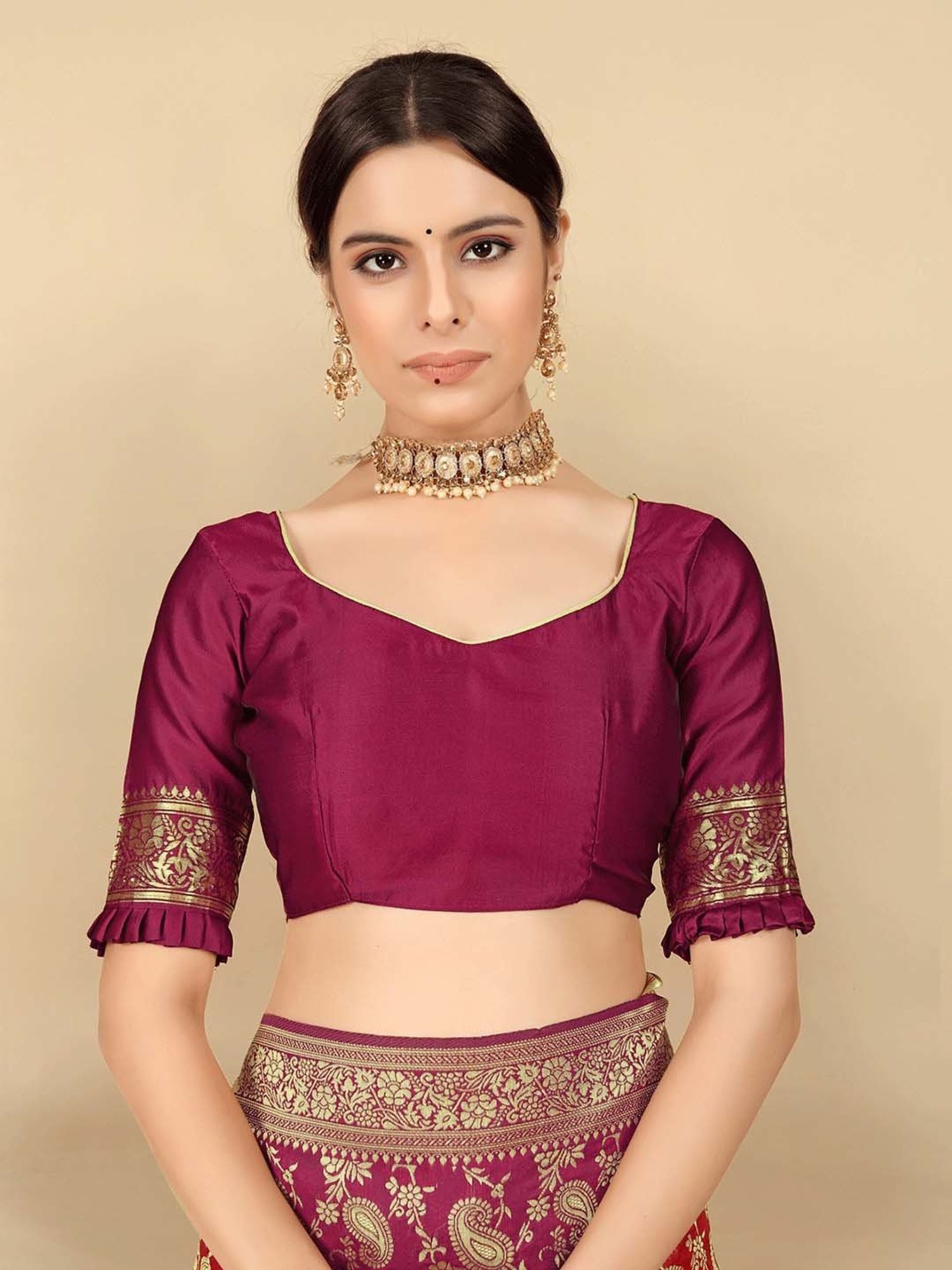 Rangita Maroon Woven Saree With Blouse
