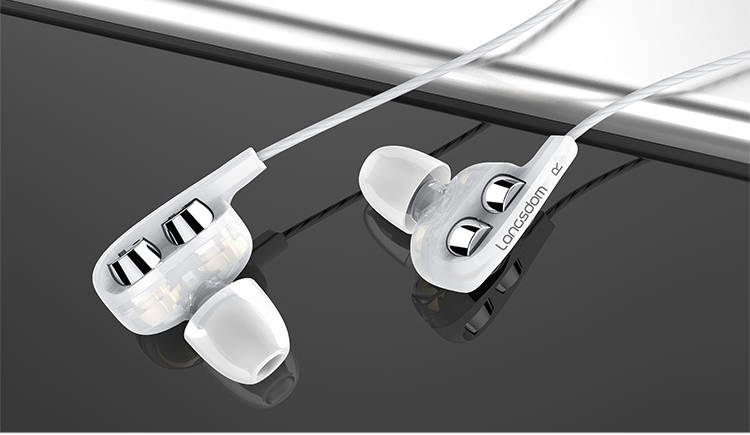 Headphones D5 ABS Quad core power Noise Isolation Headsets for Laptop, Mac, iPhone and Most Android Phones White and Black RJ-D4-W