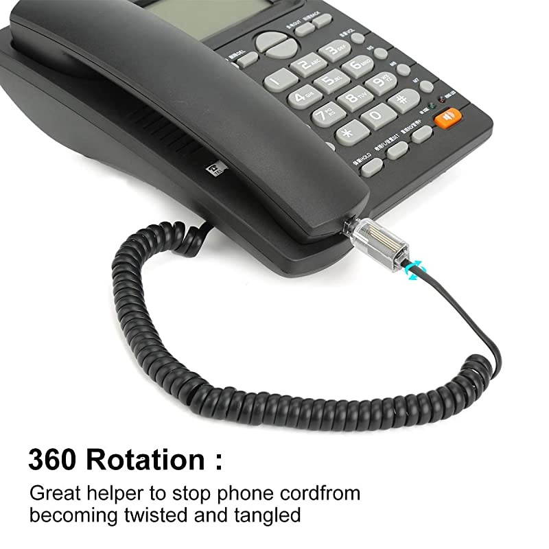 Telephone Cord Detangler  Wireless AntiTangle Telephone Handset Cable 360 Degree Rotating Landline Swivel Cord Untangler Black 2 Pack